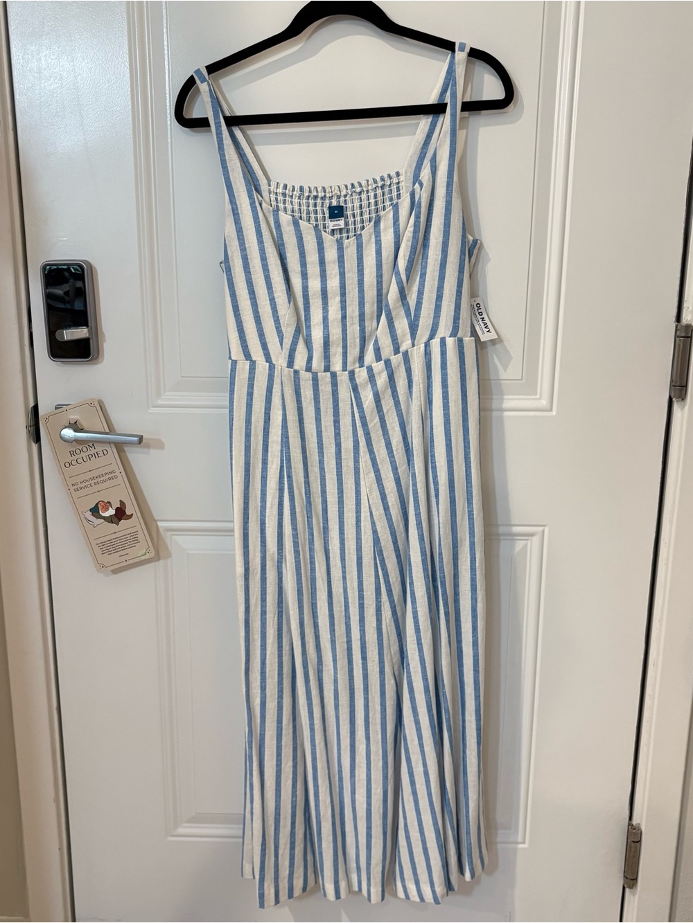 Old Navy Blue & White Striped Maxi Sundress